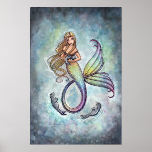 Mermaid Baby Seals Poster Print door M. Harrison