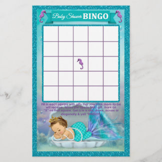 Mermaid Baby shower Bingo Carte de jeu #130