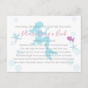 Mermaid Baby shower Breng een boek Blauwgroen Paar Uitnodiging Briefkaart