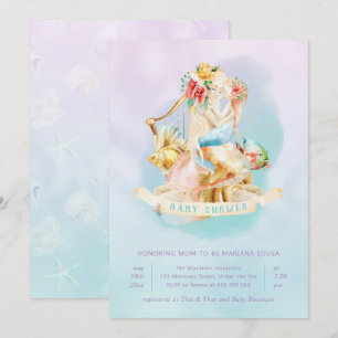 Mermaid Baby shower Girl onder Zee Lavender Blauwg Kaart