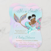 Mermaid Baby shower Glitter Tail Kaart (Voorkant / Achterkant)