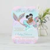 Mermaid Baby shower Glitter Tail Kaart (Staand voorkant)