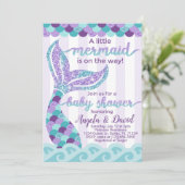 Mermaid Baby shower Invitation Invite Kaart (Staand voorkant)