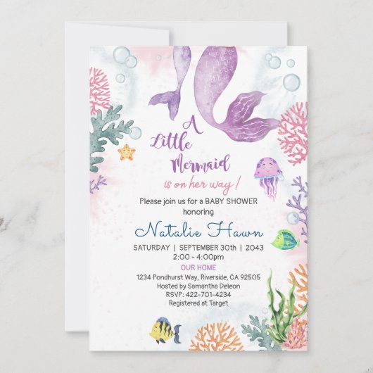 Mermaid Baby shower Invitation Kaart (Voorkant)