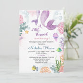 Mermaid Baby shower Invitation Kaart (Staand voorkant)