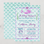 Mermaid Baby shower Invitation Kaart (Voorkant / Achterkant)