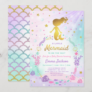 Mermaid Baby shower Invitation Little Mermaid Baby Kaart