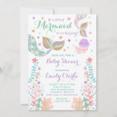 Mermaid Baby shower Invitation Roze Gouden Douche Kaart (Voorkant)