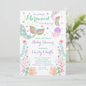 Mermaid Baby shower Invitation Roze Gouden Douche Kaart (Staand voorkant)