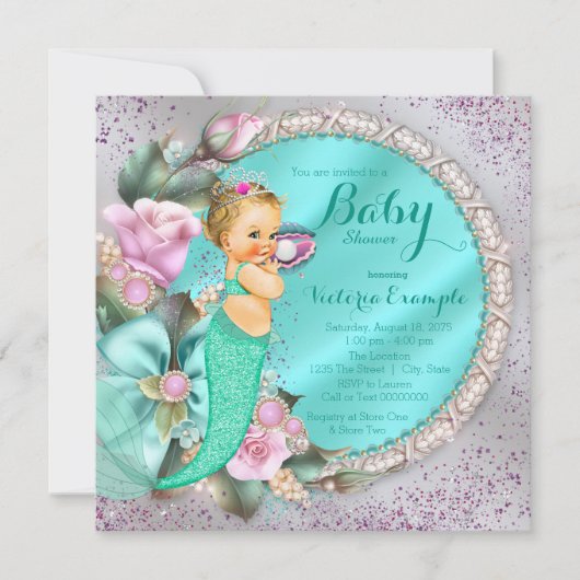Mermaid Baby shower Kaart (Voorkant)