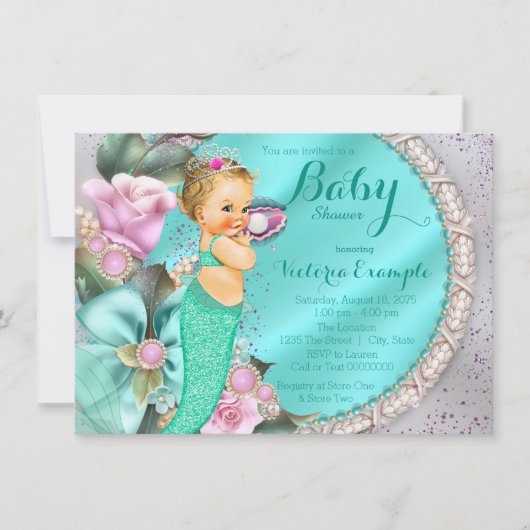 Mermaid Baby shower Kaart (Voorkant)