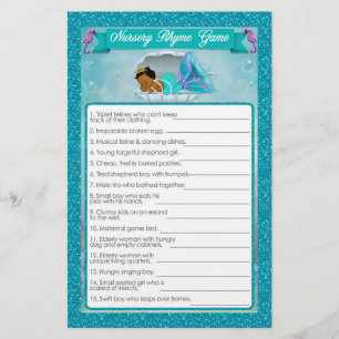 Mermaid Baby shower Nursery Rhyme Game #135 Flyer