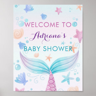 Mermaid Baby shower Shell onder Zee B Welkome Poster