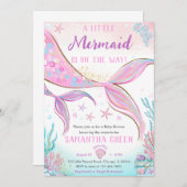 Mermaid Baby Shower Uitnodiging (Voorkant / Achterkant)