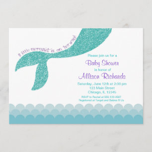Mermaid baby shower-uitnodiging, blauwgroen aqua p kaart