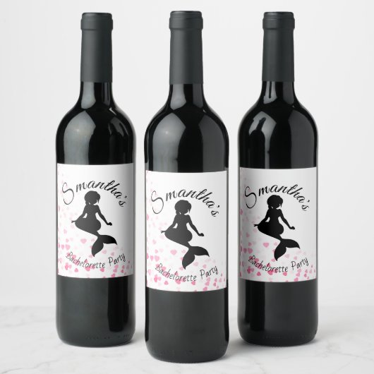 Mermaid bachelorette coeurs de fête vin étiquette (Bouteilles)