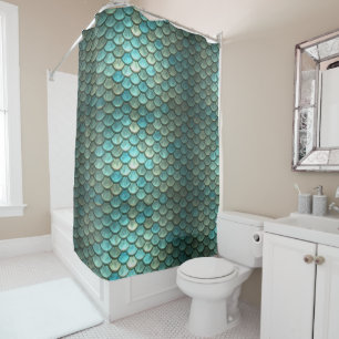 Mermaid Balances Aqua rideau de douche Turquoise