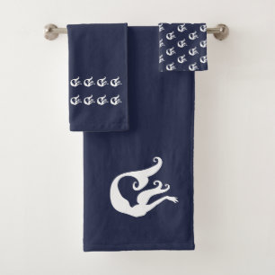 Mermaid Bath Navy Toilettes bleues et blanches