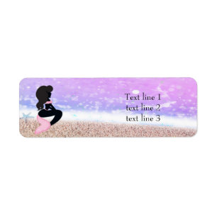 MERMAID Beach Bunny Sparkle Party Adreslabels Etiket