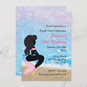 Mermaid Beach Bunny Sparkle Swim Party Invitation (Devant / Derrière)