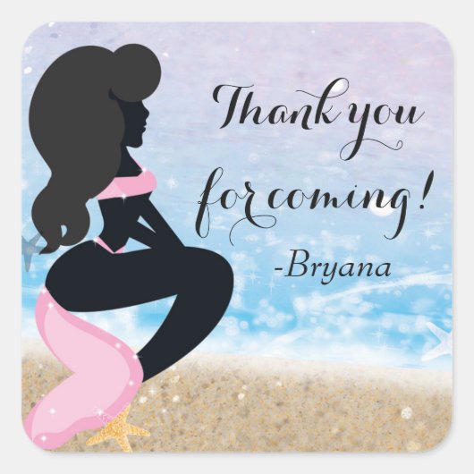 Mermaid Beach Bunny Summer Sparkle Party Sticker (Voorkant)