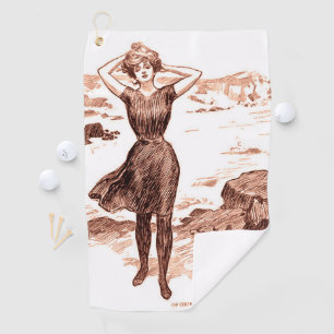Mermaid Beach Gibson Girl Victoriaans Antiek Golfhanddoek