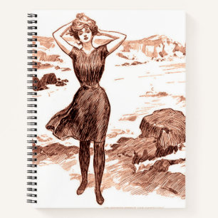 Mermaid Beach Gibson Girl Victoriaans Antiek Notitieboek