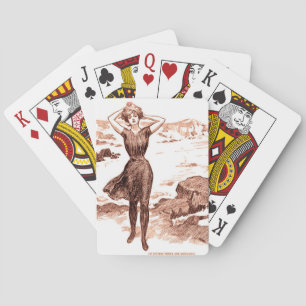 Mermaid Beach Gibson Girl Victoriaans Antiek Pokerkaarten