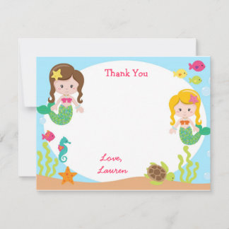 Mermaid Bedankt voor je notitiekaarten Notitiekaartje