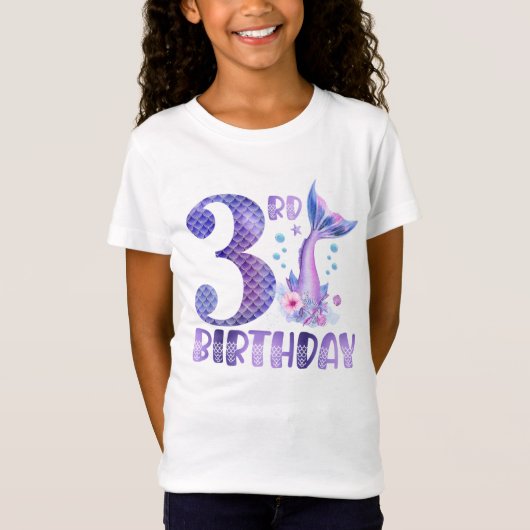 Mermaid Birthday 3rd Birthday T-shirt (Voorkant)