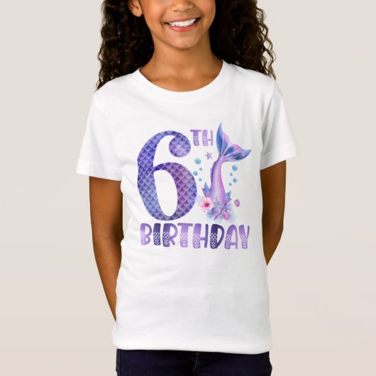 Mermaid Birthday 6th Birthday T-Shirt (Voorkant)