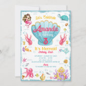 Mermaid Birthday Bash Party Editable Invitation (Devant)