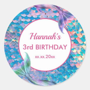 mermaid Birthday Classic Round Sticker