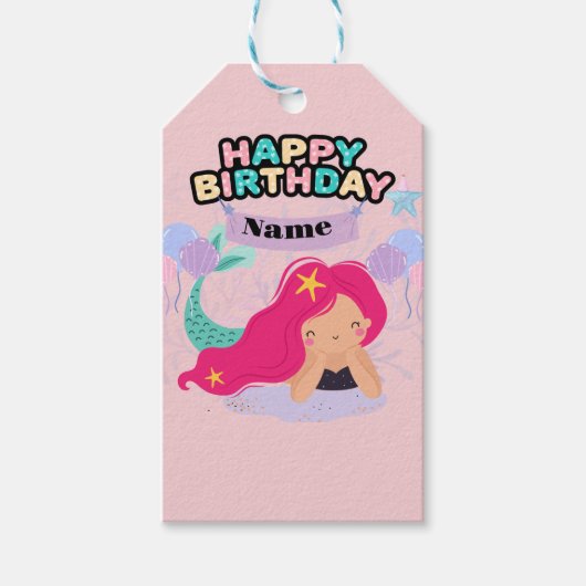 Mermaid Birthday Design - Onderwater Cadeaulabel (Voorkant)