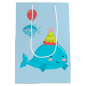 Mermaid Birthday Fishing Personalized Medium Cadeauzakje (Achterkant)