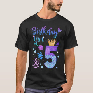 Mermaid Birthday Girl 5 jaar oud en 5 jaar oud T-shirt
