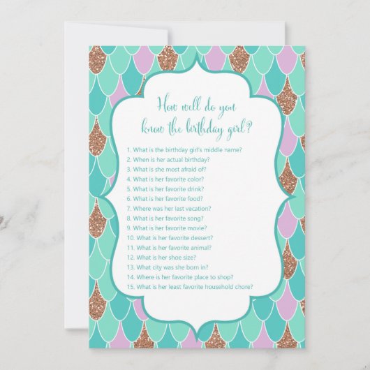 Mermaid Birthday Girl Game 5x7" Taille Invitation (Devant)