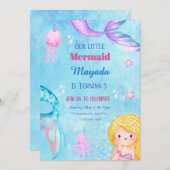 Mermaid Birthday Invitation Editable Template (Devant / Derrière)