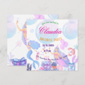 Mermaid Birthday Invitation for Kids (Devant / Derrière)