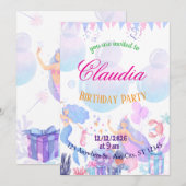 Mermaid Birthday Invitation for Kids (Devant / Derrière)