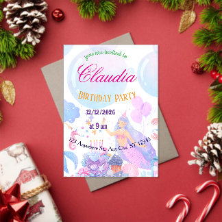 Mermaid Birthday Invitation for Kids Acryl Uitnodigingen