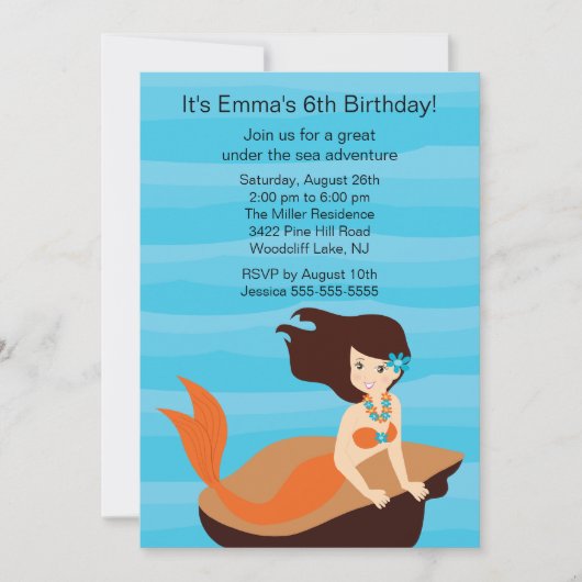 Mermaid Birthday Invitation Kaart (Voorkant)