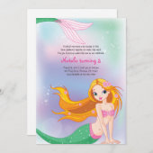Mermaid Birthday Invitation Kaart (Voorkant / Achterkant)