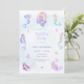 Mermaid Birthday Invitation Kaart (Staand voorkant)