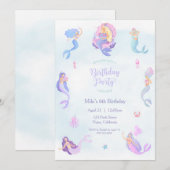 Mermaid Birthday Invitation Kaart (Voorkant / Achterkant)