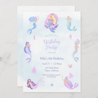Mermaid Birthday Invitation Kaart