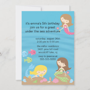 Mermaid Birthday Invitation Kaart
