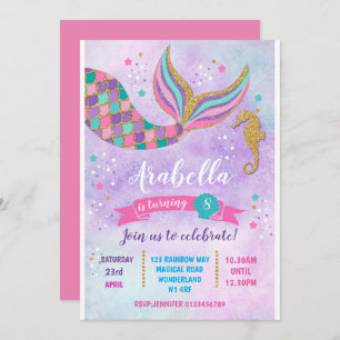 Mermaid Birthday Invitation Kaart
