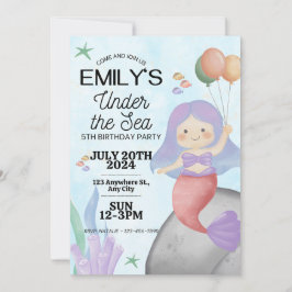 Mermaid Birthday Invitation Kaart