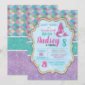Mermaid Birthday Invitation Kaart (Voorkant / Achterkant)